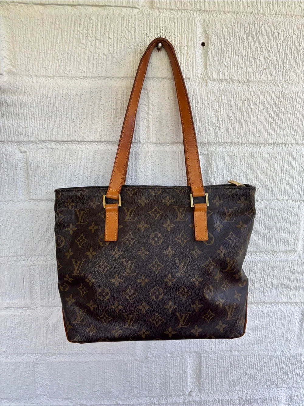 Louis Vuitton Piano Brown Monogram Canvas Tote with Tan Straps